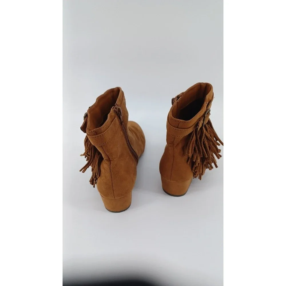 Children place Girls Boots Tan Fringe Gold Studded Size 5